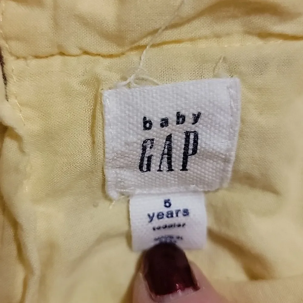 GIRL'S GAP YELLOW SUNDRESS WITH FLORAL EMBROIDERY ON SCALLOPED HEM, SIZE 5